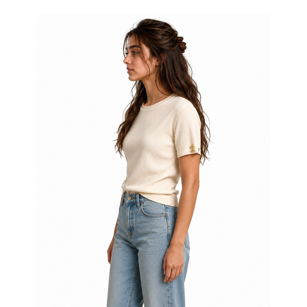 biege wih a knot tee