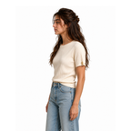 biege wih a knot tee