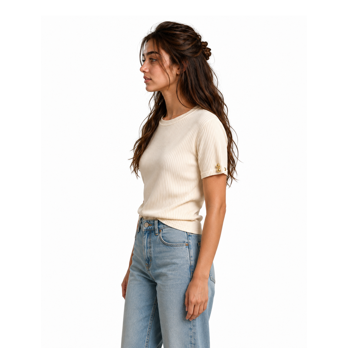 biege wih a knot tee