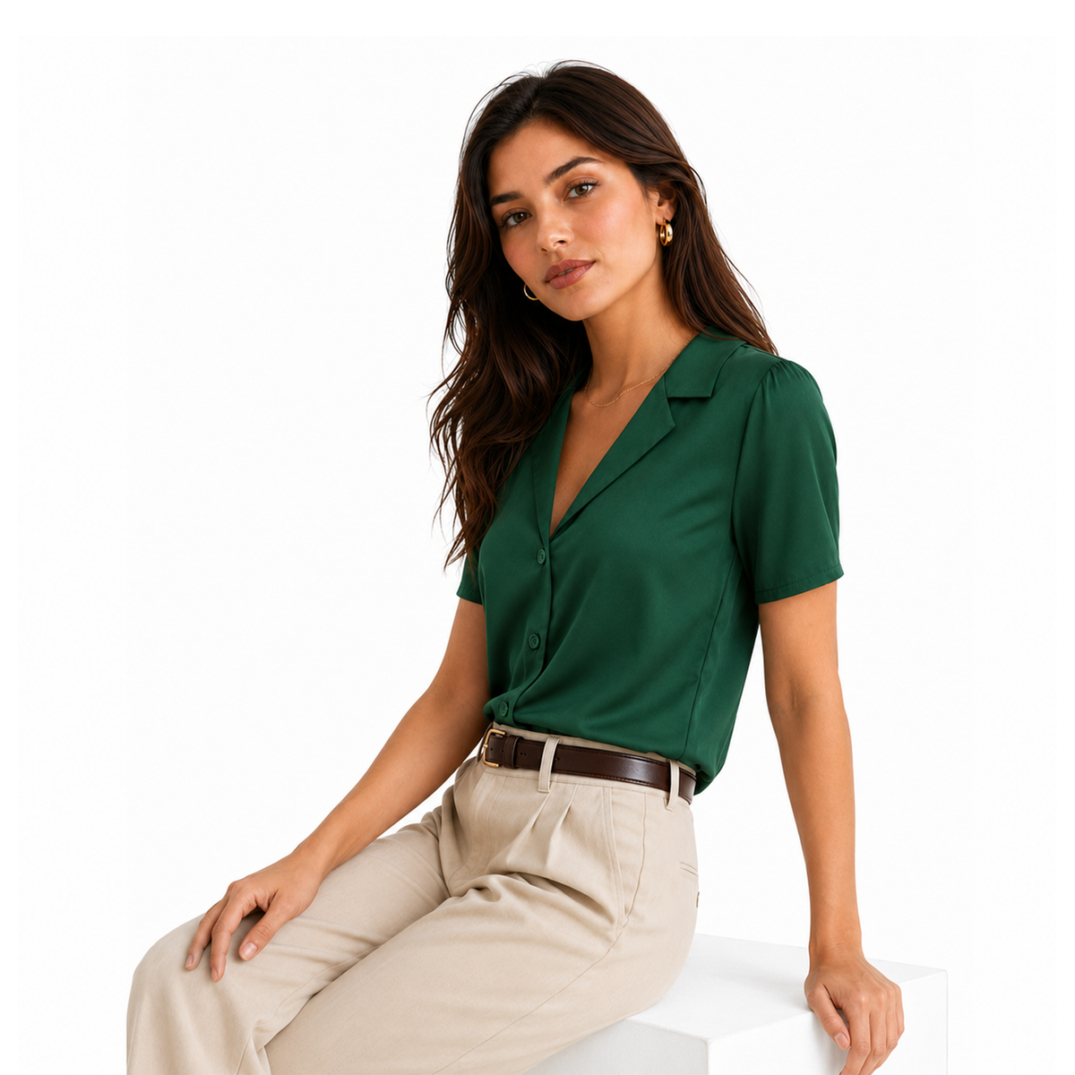 green formal shirt