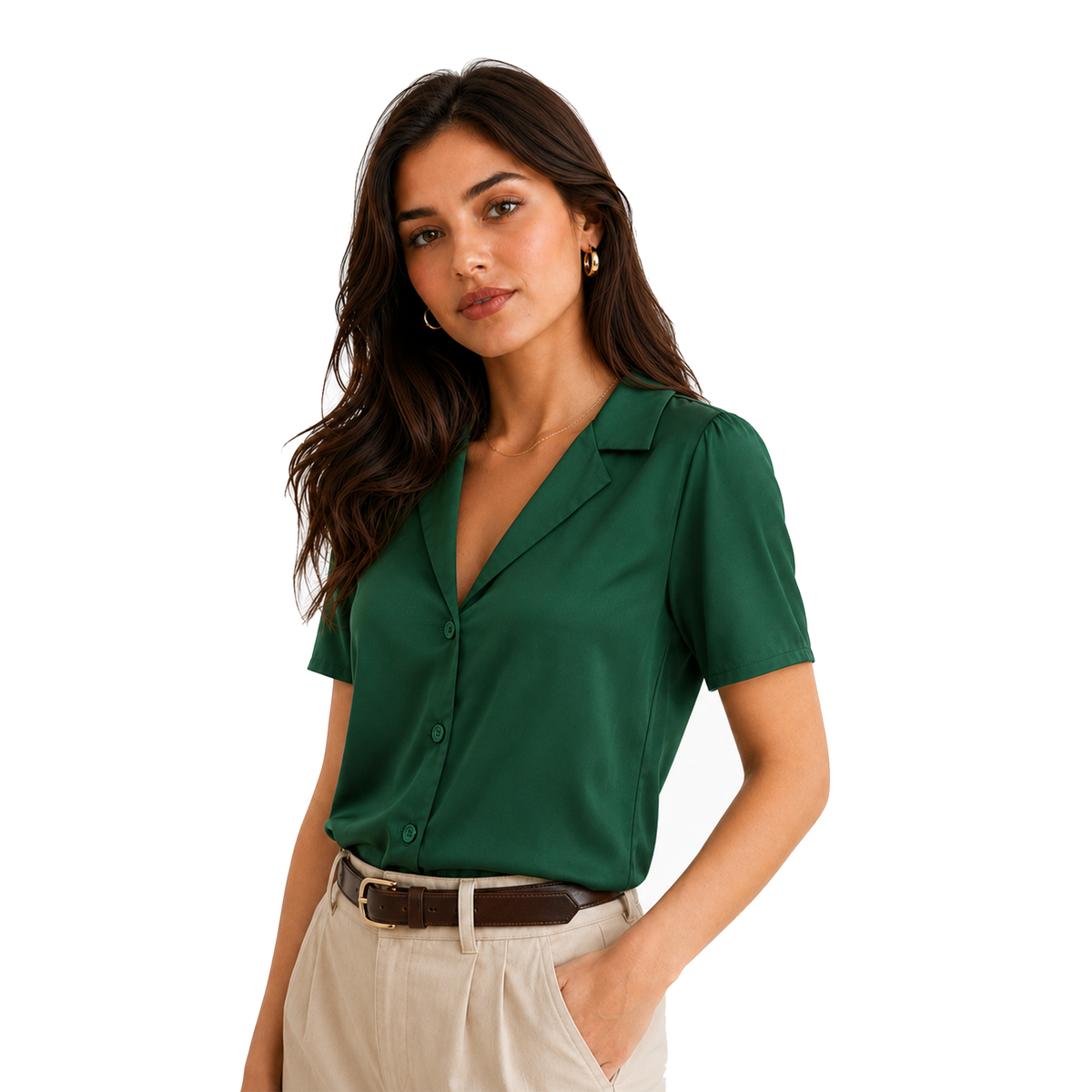 green formal shirt